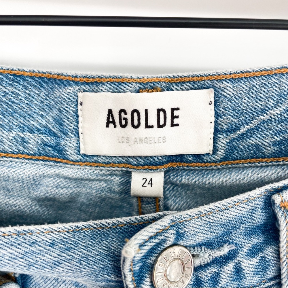 Agolde Riley High Rise Straight Leg Distressed Jeans Size 24 - Picture 9 of 12